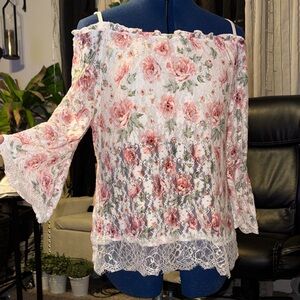 No Boundaries Pink Floral Lace Blouse